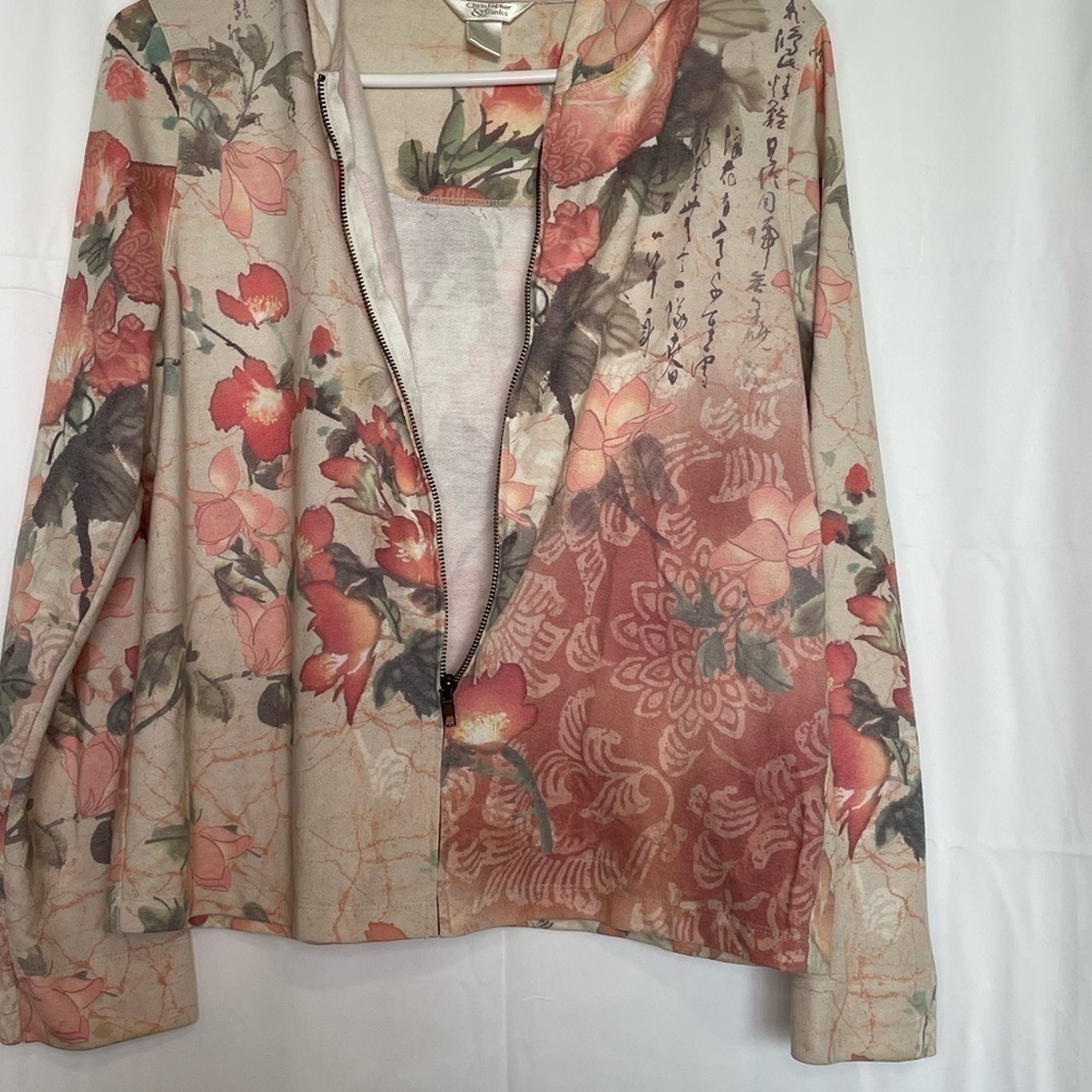 Christopher & Banks Peach floral light weight zippered jacket​​​​​​​​​​​ - Picture 2 of 7